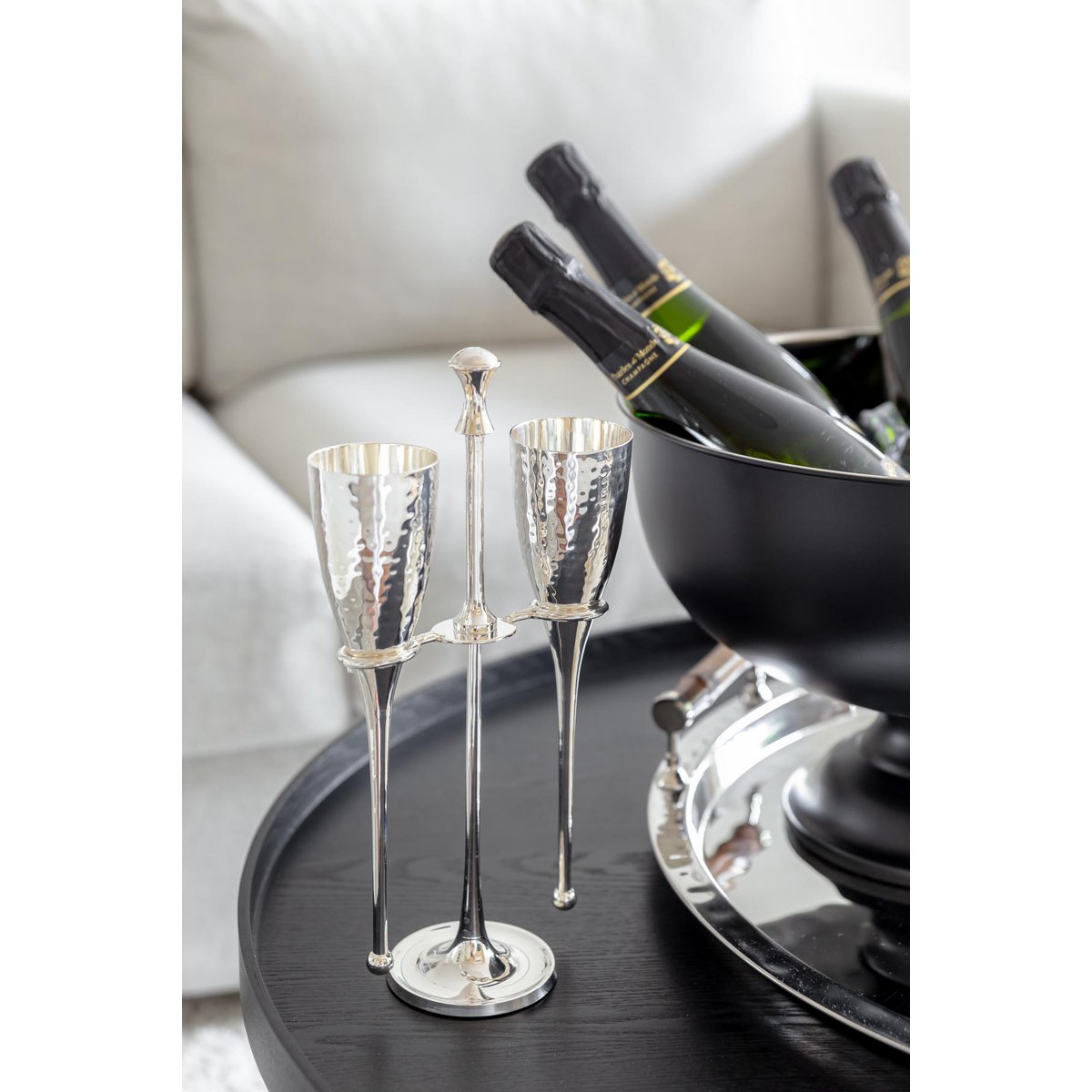Champagneglazen 2 stuks Didi verzilverd H 32 cm