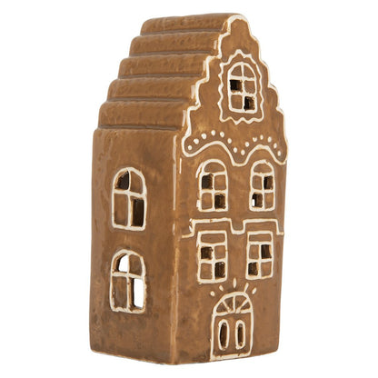 Waxinelichthouder Huis 8x7x16 cm Bruin Keramiek