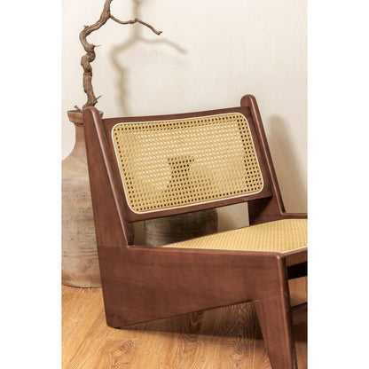 Fauteuil rotan massief hout Japandi