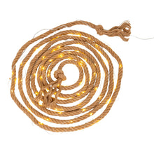 Solar-powered light chain "Canamo" made of hemp rope in natural, 8 m long, plus 2 m supply line, warm white, for outdoor use