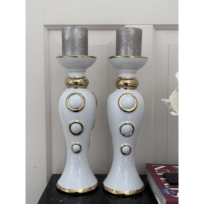 Set Van 2 Cirkelkaarshouders Wit En Goud H34 Cm B11 Cm