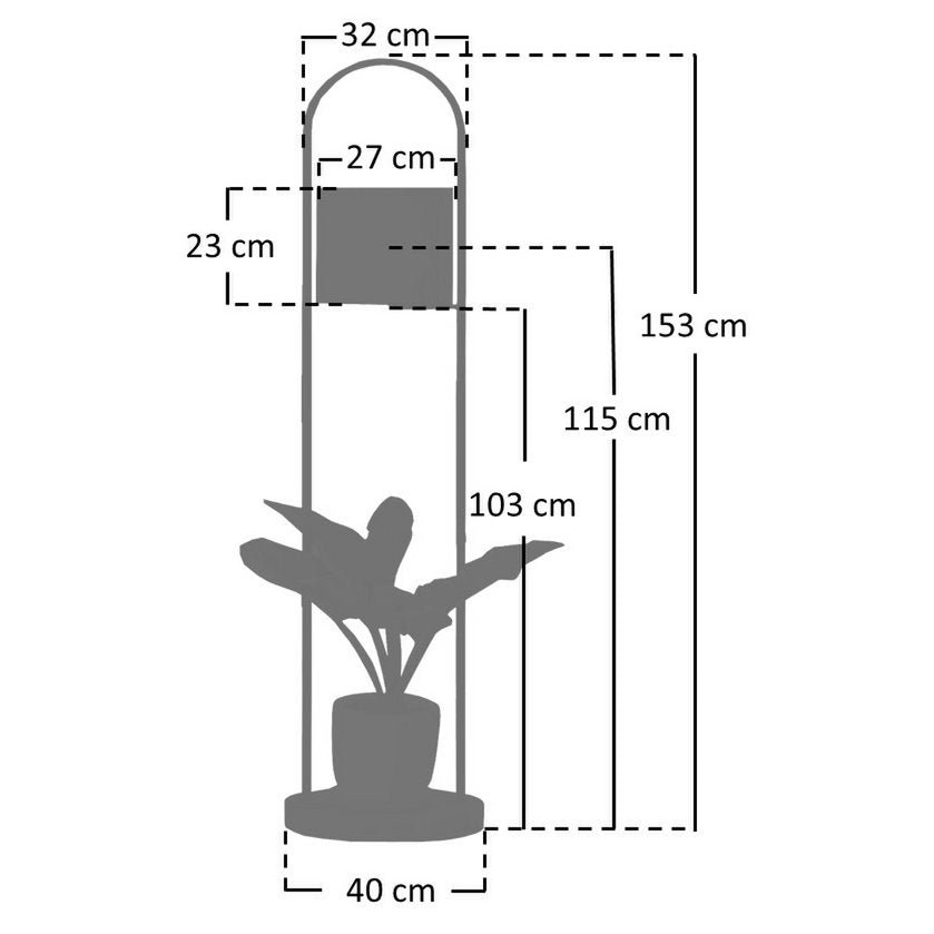 Vloerlamp acaciahout naturel/wit 153 cm plantenframe