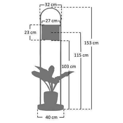 Vloerlamp acaciahout naturel/wit 153 cm plantenframe