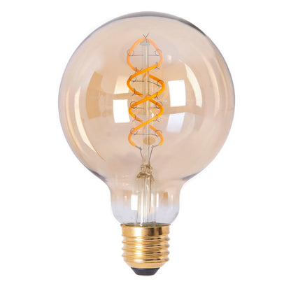 LED lamp Dilly E27 4W Ø 9,5 cm metaal glas barnsteen set van 3