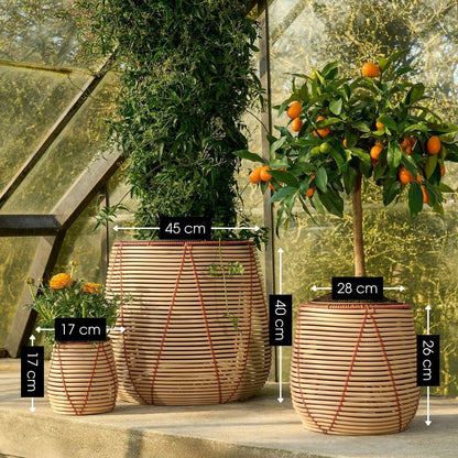 Bloempot Cancun beige gevlochten 3 stuks
