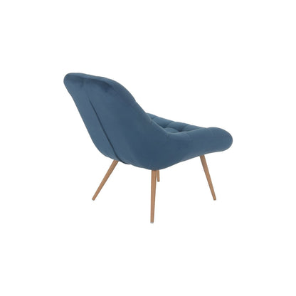 XXL velvet armchair blue metal wood look