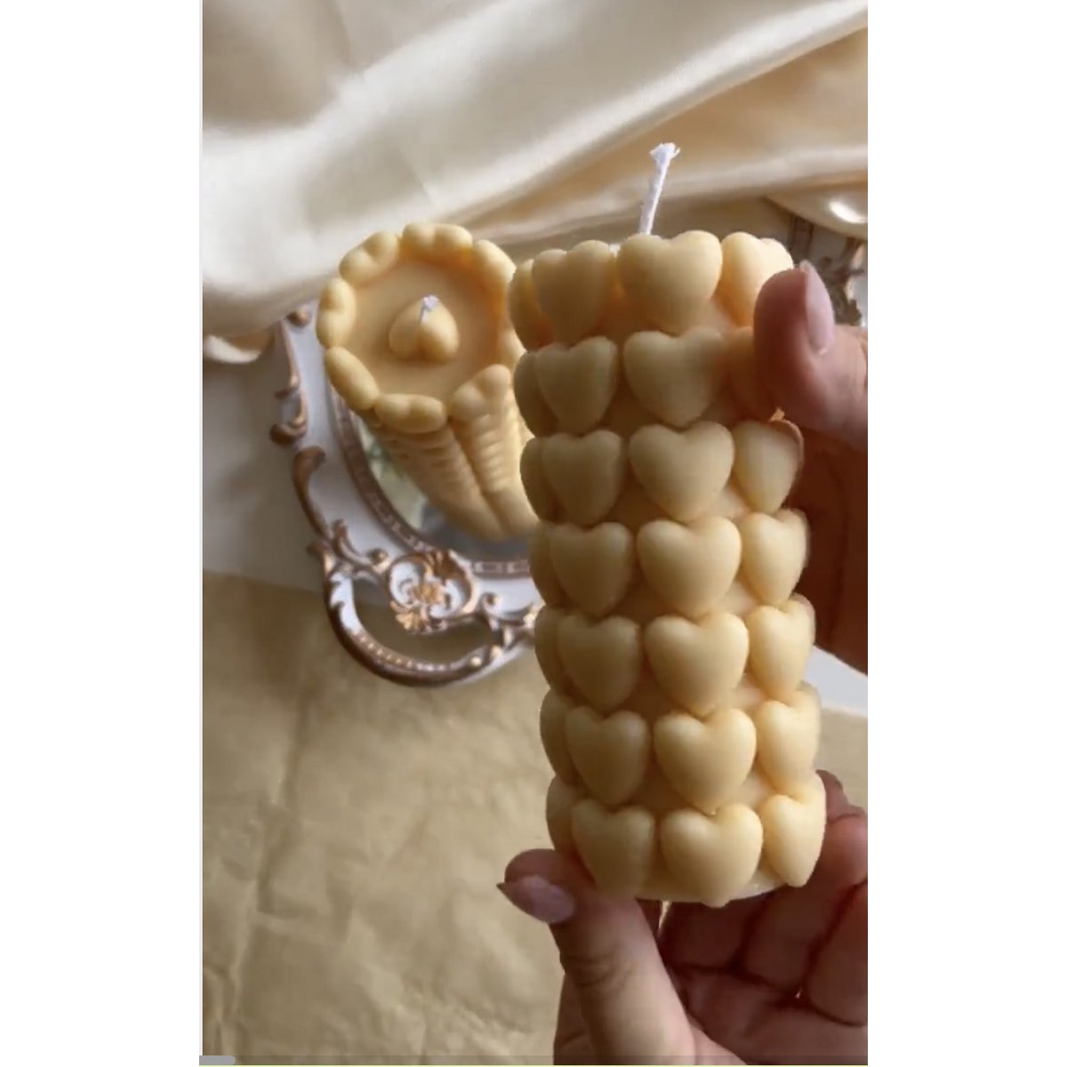 Hartpilaarkaars 13.9 cm beige roze paars geel
