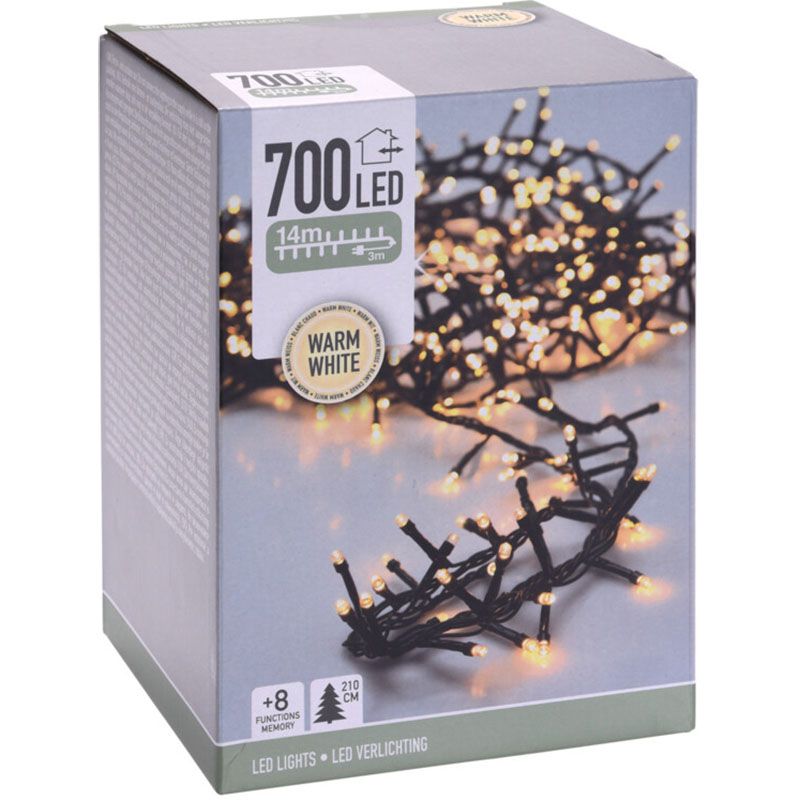 Micro Cluster 700 Led's -14 Meter - Warm Wit - 8 Functies + Geheugen