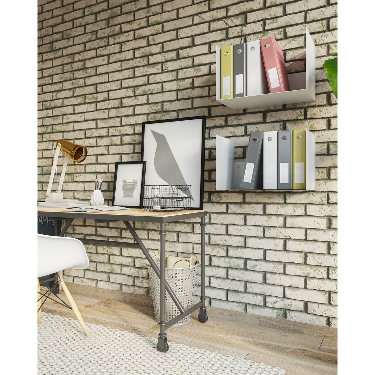 Wandrek wit metaal 60x15x10 cm