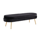 Poef ovaal 142x45x41 cm zwart fluweel goud metaal