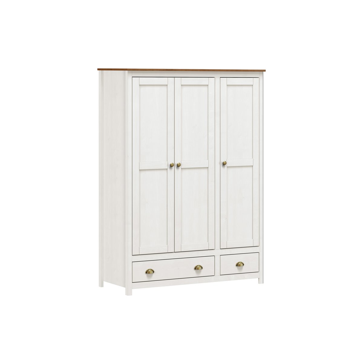 Kledingkast massief dennenhout wit bruin 136x185x54 cm