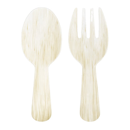 Slakom met saladebestek melamine crème 30.5 cm