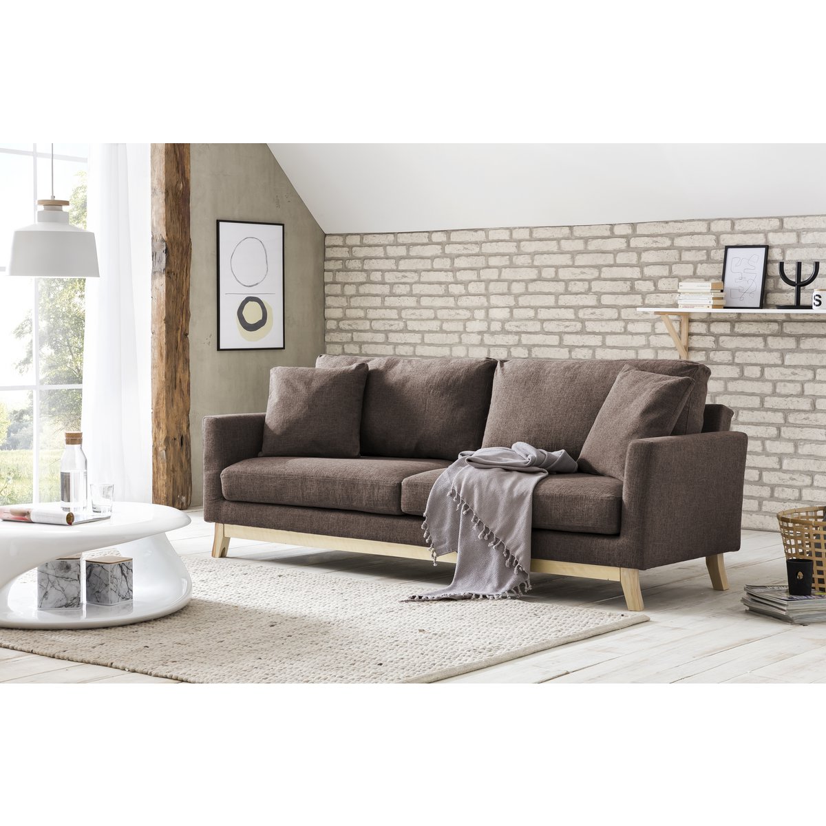 Salontafel rond 80x80x33 cm wit glasvezel