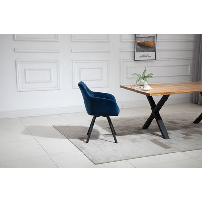 Fauteuil draaibaar blauw fluweel 61x62x85 cm