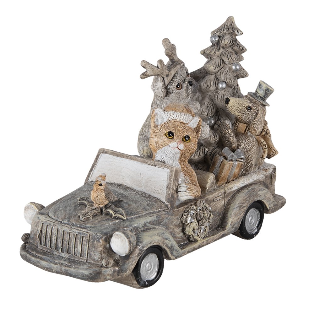Dierenbeeld 16x8x11 cm grijs beige polyresin