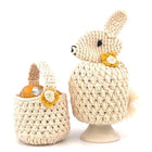 Eierwarmer konijn 2 stuks gebroken wit biologisch katoen