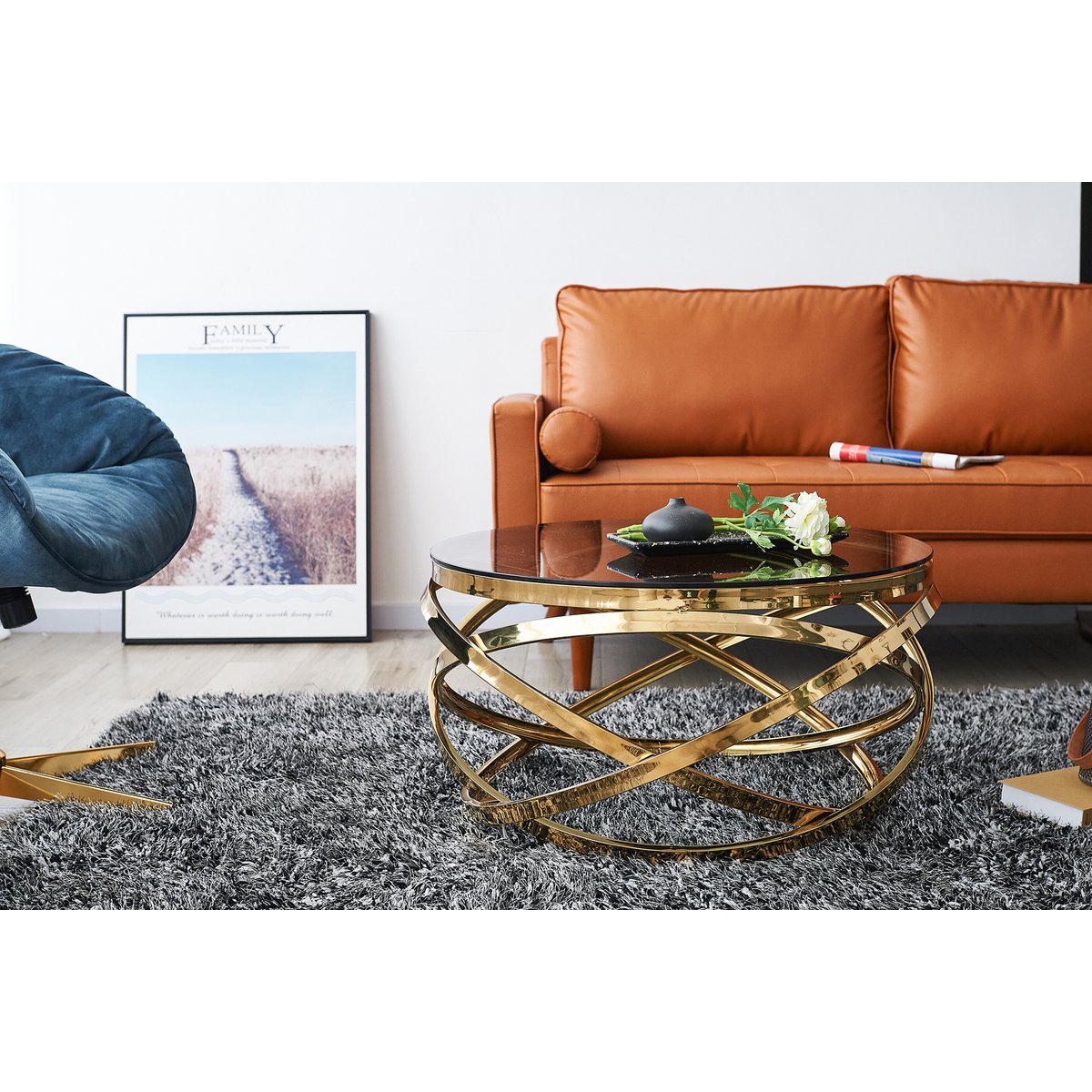 Salontafel Ø 80 cm goud grijs