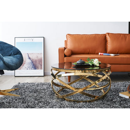 Salontafel Ø 80 cm goud grijs