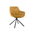 Fauteuil mosterdgeel fluweel honingraatstiksel 64x82x63 cm