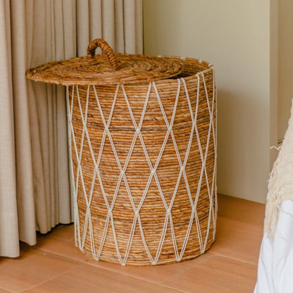 Laundry Basket With Lid KISA Made of Environmentally Friendly Banana Fibre