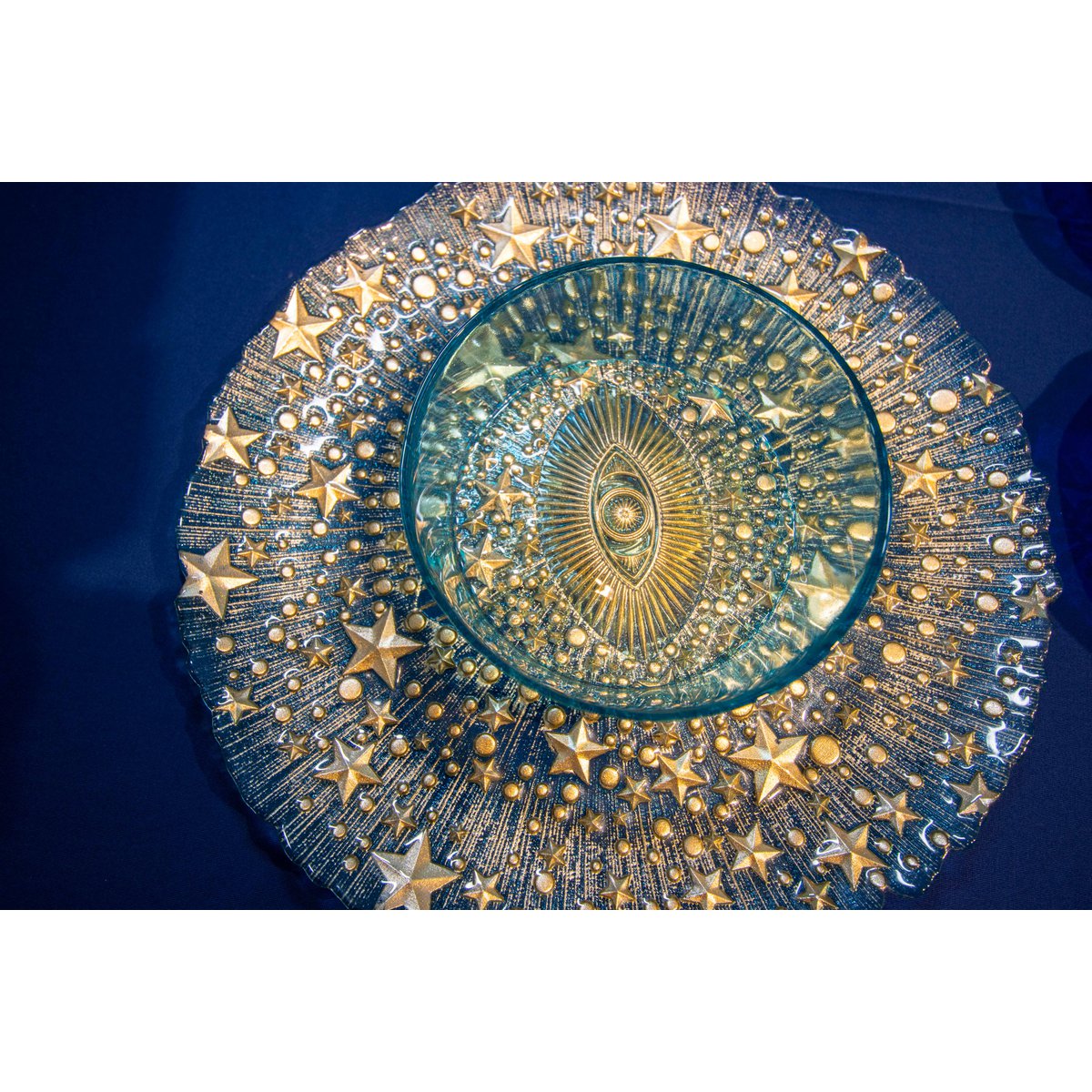 Kom glas turquoise blauw 15x15x6 cm