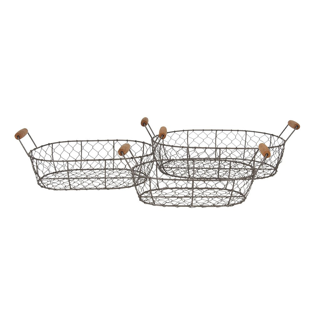 Opbergmand Set van 3 42x27x15 cm Bruin IJzer Mand