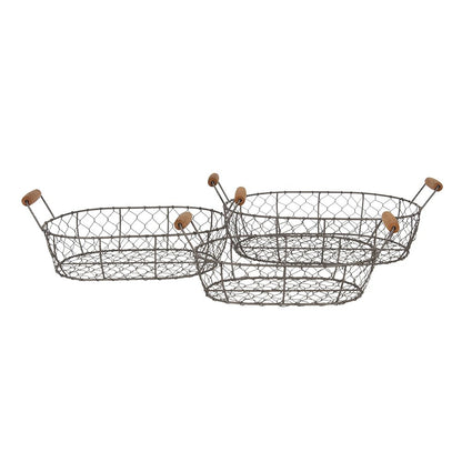 Opbergmand Set van 3 42x27x15 cm Bruin IJzer Mand
