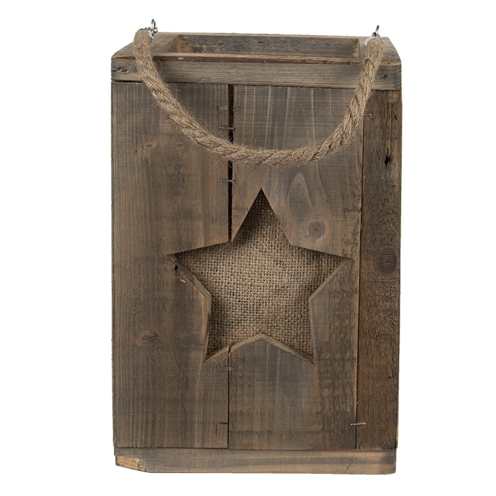 Windlicht 19x19x28 cm bruin hout