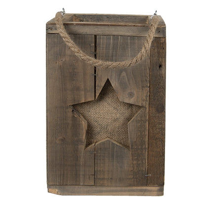 Windlicht 19x19x28 cm bruin hout