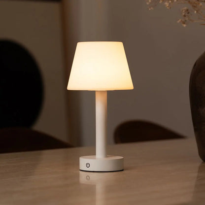 Tafellamp Zoë wit hout oplaadbaar dimbaar USB-C
