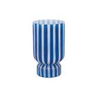 Vaas glas blauw 26x25 cm retro gestreept