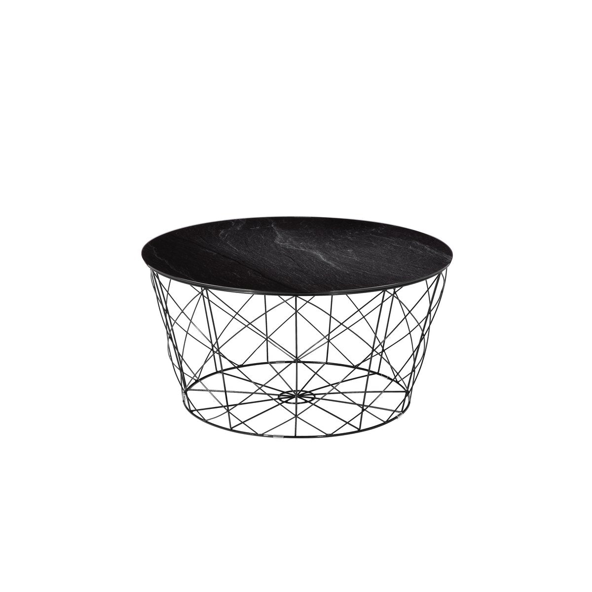 Coffee table with metal basket Ø 80 cm