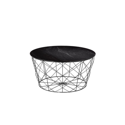 Coffee table with metal basket Ø 80 cm