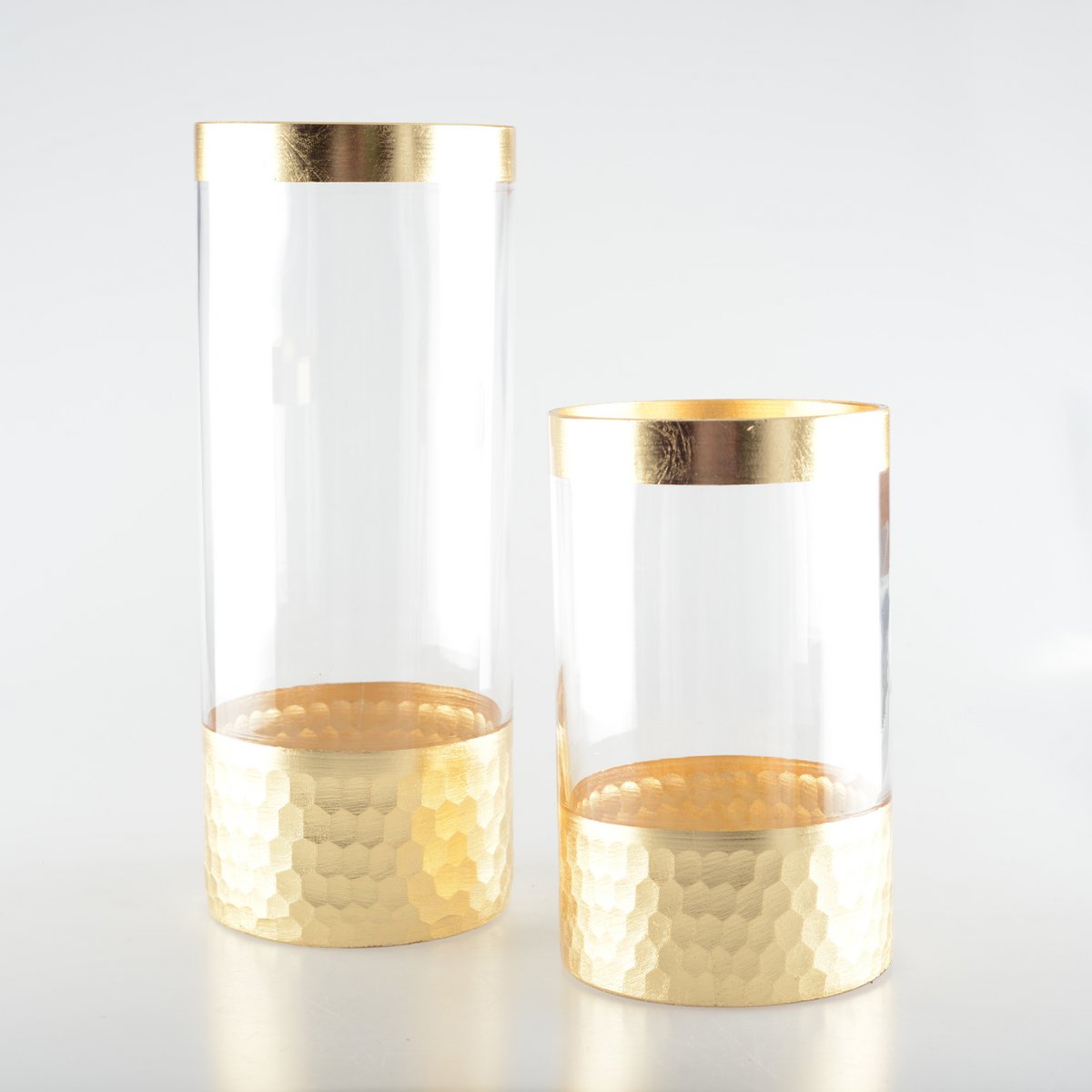 Vaas glas goud transparant H30cm