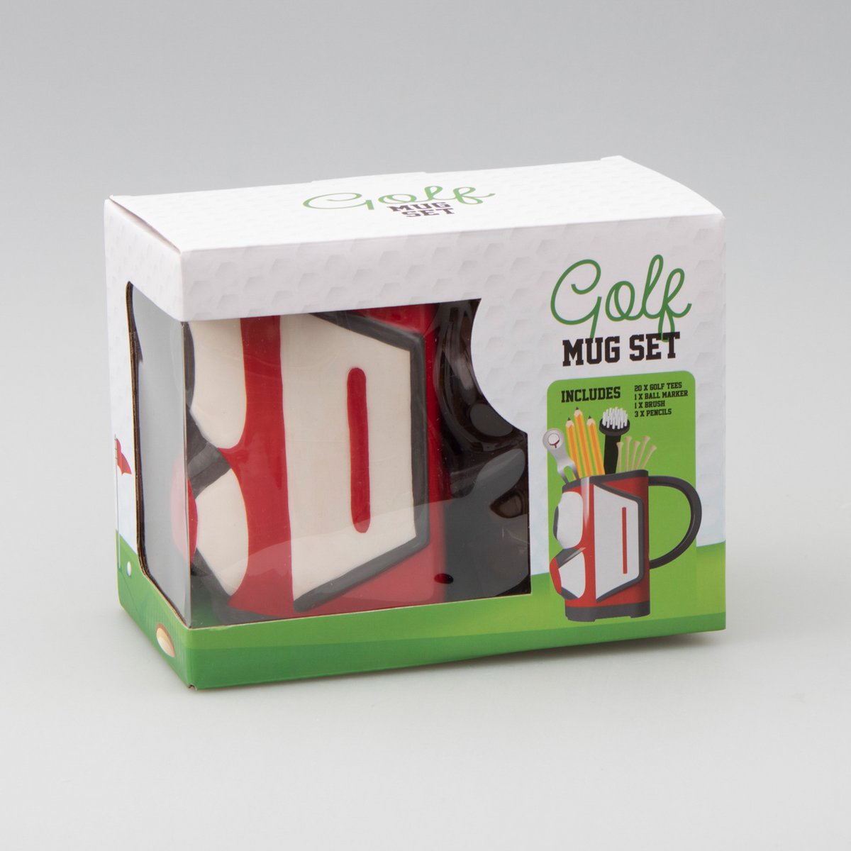 Golf cadeau mok met tees potloden balmarker