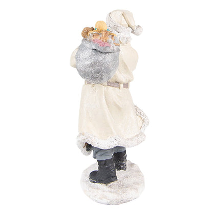 Kerstman beeld 21 cm beige grijs kunststof