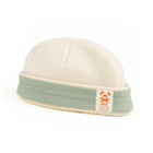 Newborn hat in white and green organic cotton