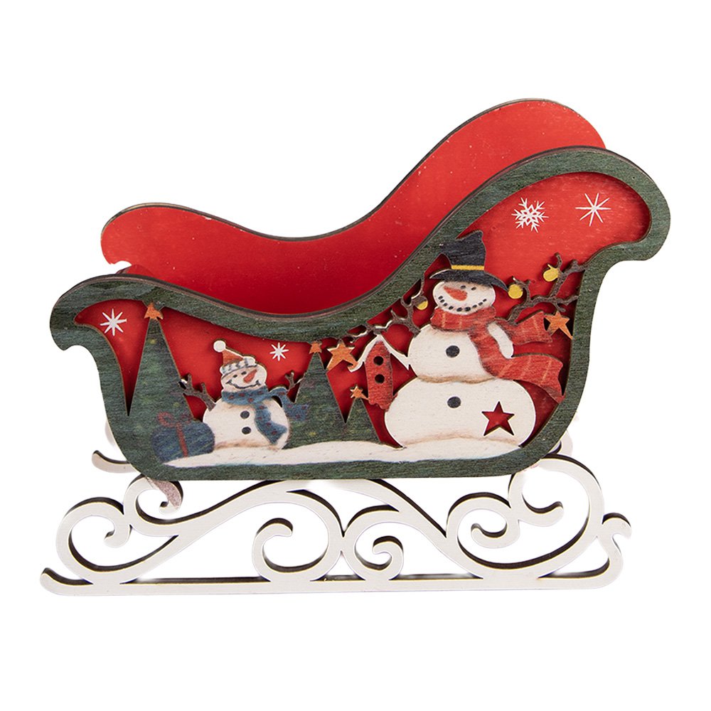 Kerstdecoratie Beeld Slee Rood Hout