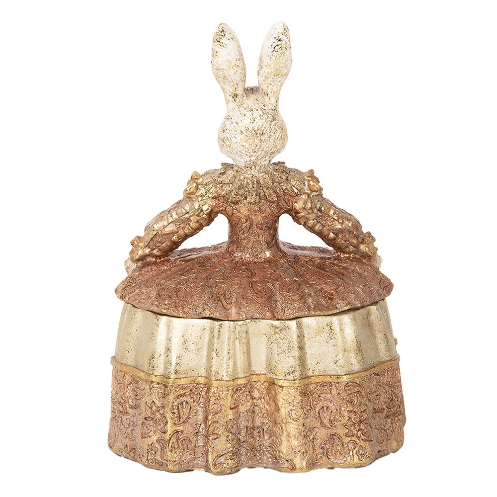 Sieradendoos konijn 18x12x25 cm beige goudkleurig