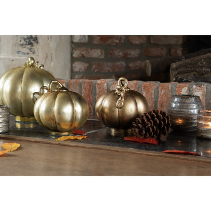Decoratie pompoen Ø 15 cm goudkleurig glas