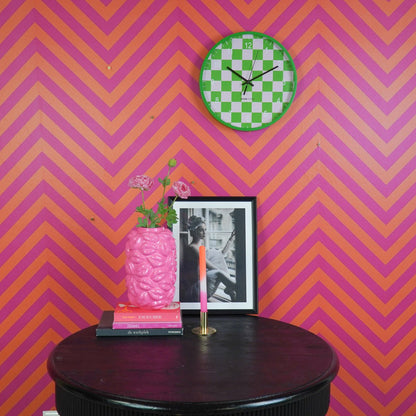 Wandklok 34x4x34 cm groen roze