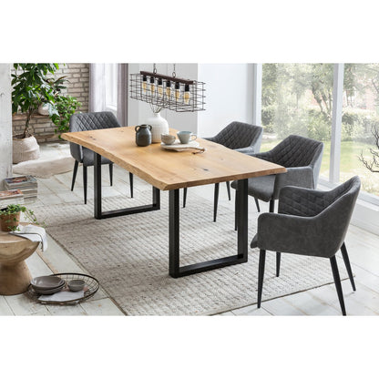 Eettafel 220x100x75 cm massief eikenhout boomrand