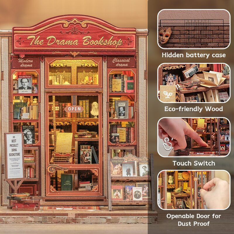 Cutebee, 3D DIY huisje, The Drama Bookshop, CWGC206,15,5x16x18cm