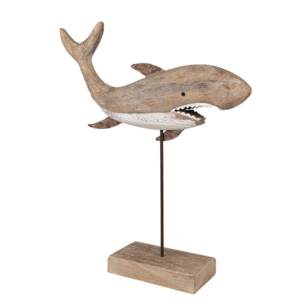 Houten beeld haai 37 cm bruin
