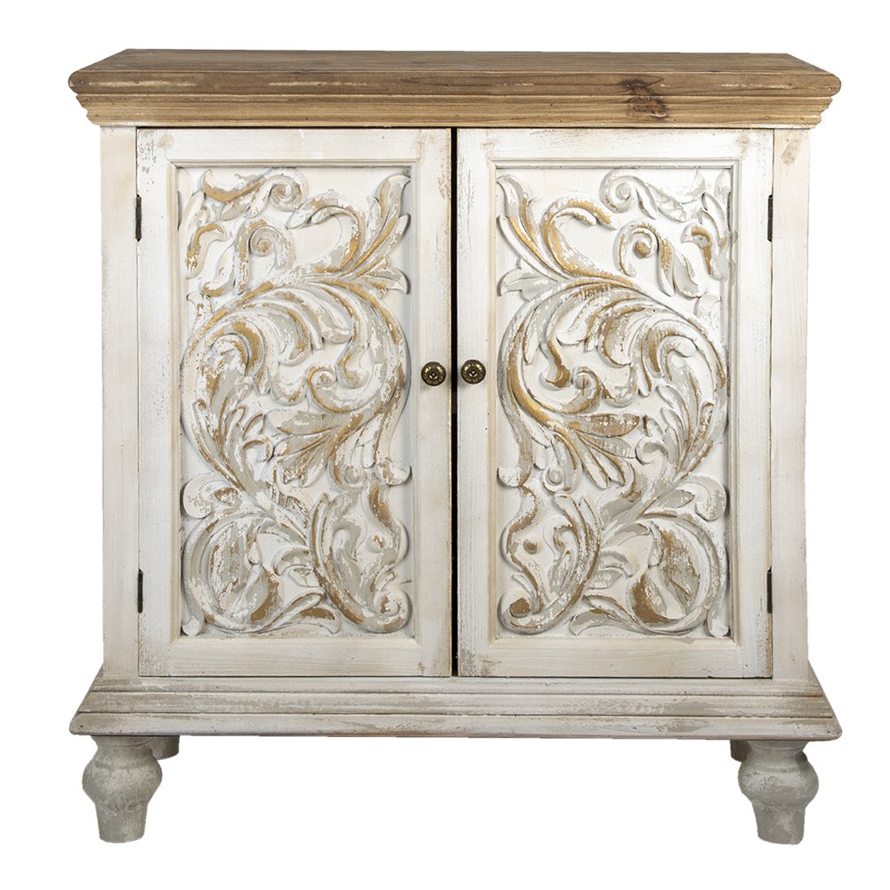 Dressoir 91x38x100 cm wit bruin hout