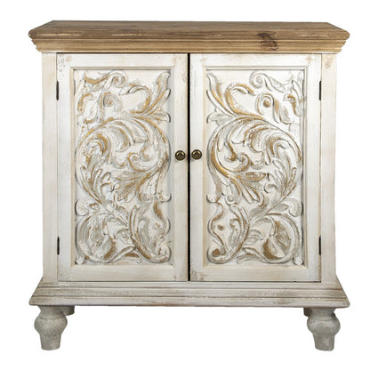 Dressoir 91x38x100 cm wit bruin hout