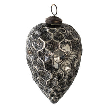 Kerstbal 9 cm glas zwart zilver