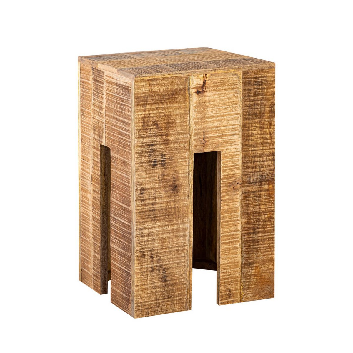 Bijzettafel kruk vierkant 28x45x28 cm massief mangohout