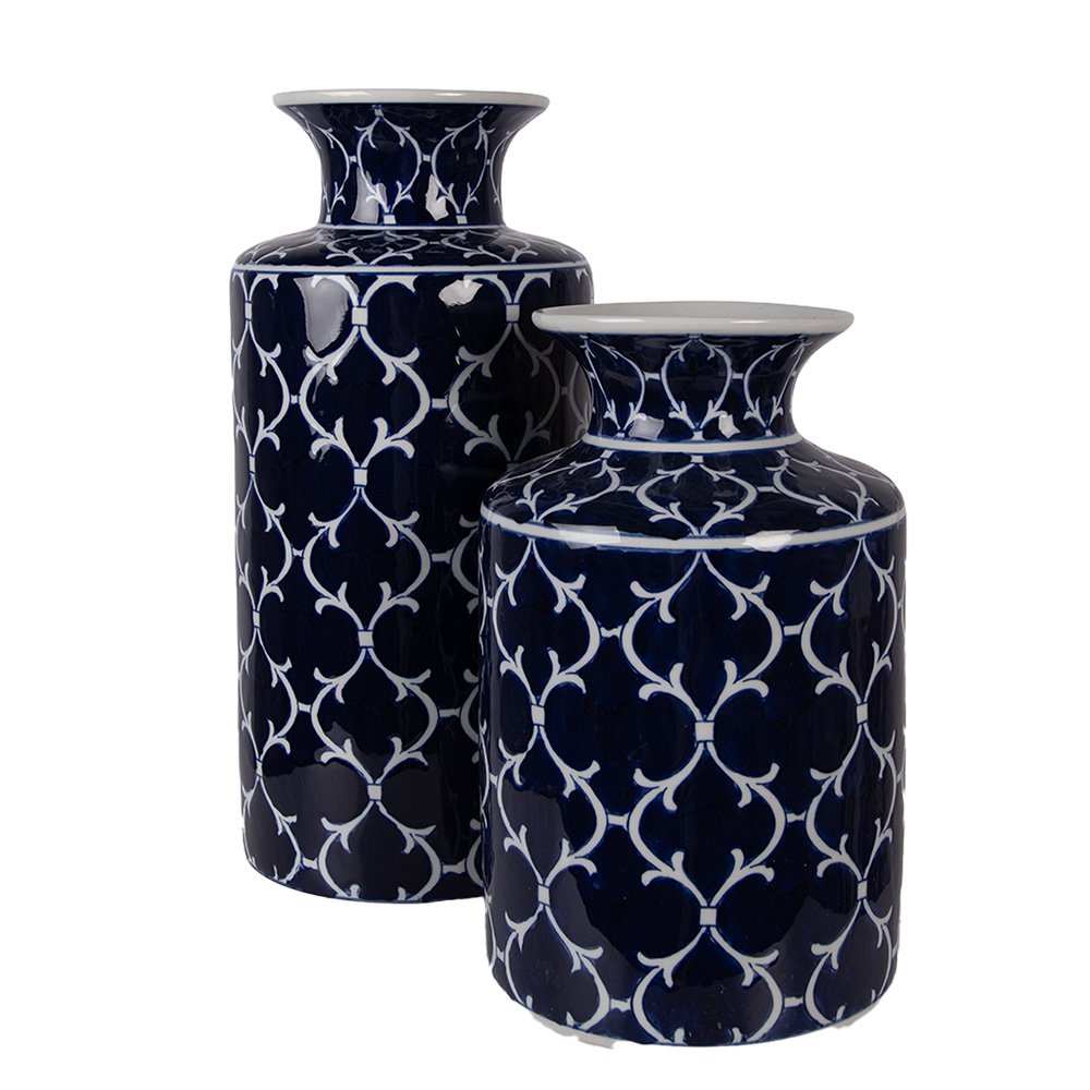 Vaas Ø 19x41 cm Blauw Keramiek