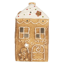Waxinelichthouder huis 9x7x16 cm bruin keramiek